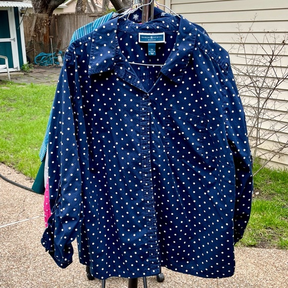 Navy blouse with polka dots - Picture 1 of 3